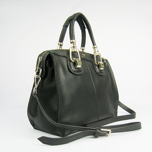 Best Hermes New Arrival Double-duty leather handbag Black 60669 - Click Image to Close
